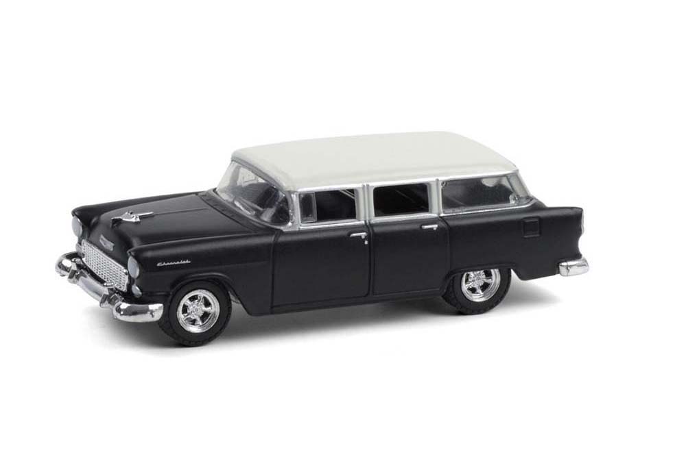 CHEVROLET TWO-TEN TOWNSMAN 1955 FLAT BLACK AND INDIA IVORY (ДЛИНА МОДЕЛИ 6-10 СМ)