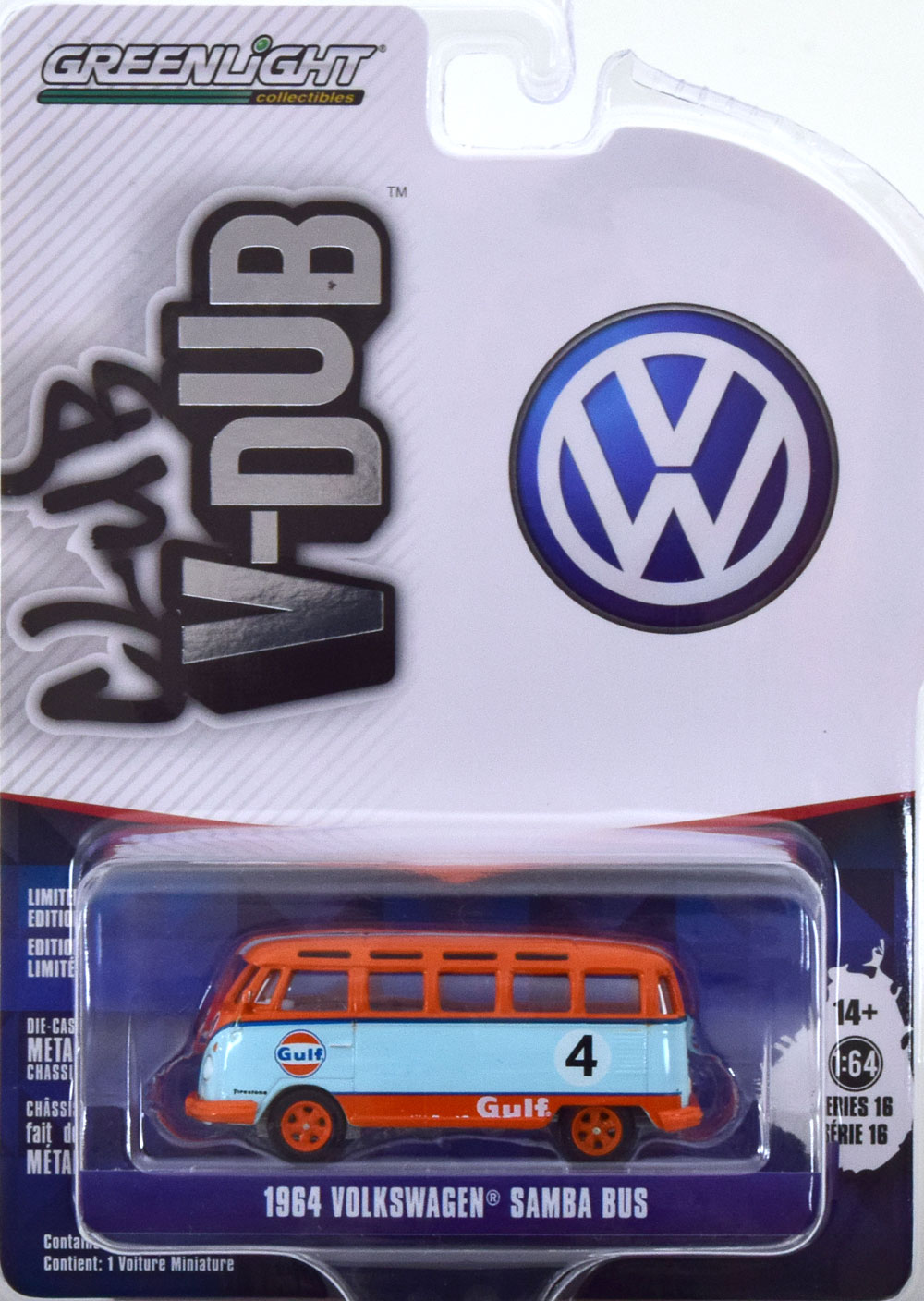 VW T1 SAMBA BUS 1964 GULF (ДЛИНА МОДЕЛИ 6-10 СМ)