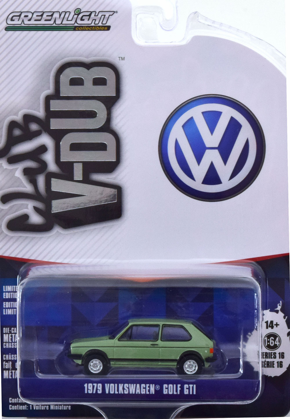 VW GOLF 1 GTI 1979 LIGHTGREEN BLACK (ДЛИНА МОДЕЛИ 6-10 СМ)