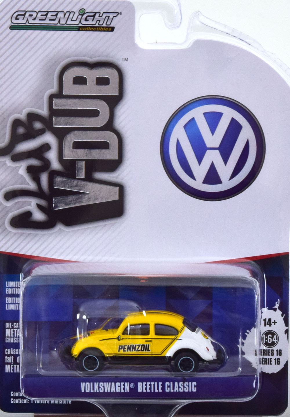 VW VOLKSWAGEN KÄFER (BEETLE) PENNZOIL YELLOW WHITE BLACK (ДЛИНА МОДЕЛИ 6-10 СМ)