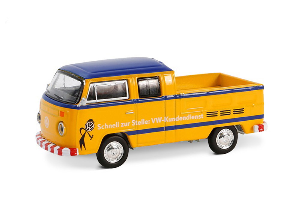 VW VOLKSWAGEN T2 ПИКАП С ДВОЙНОЙ КАБИНОЙ "DOKA" "VW-KUNDENDIENST" 1977 (ДЛИНА МОДЕЛИ 6-10 СМ)