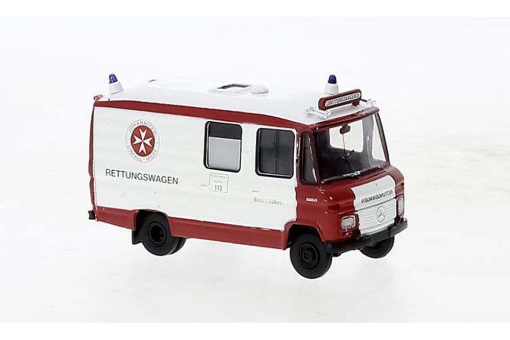 MERCEDES-BENZ L 508 RTW JAHANNITER LUBECK 1978 СКОРАЯ ПОМОЩЬ (ДЛИНА МОДЕЛИ 3-5 СМ)