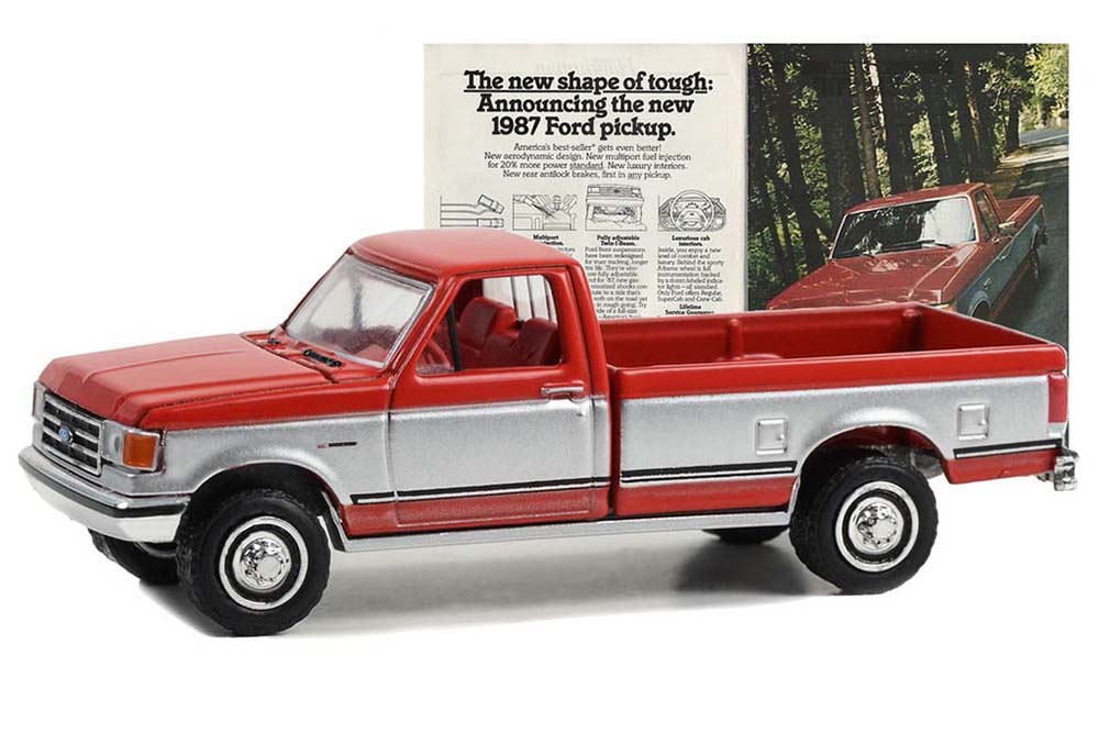 FORD F-150 "THE NEW SHAPE OF TOUGH" 1987 RED/SILVER (ДЛИНА МОДЕЛИ 6-10 СМ)