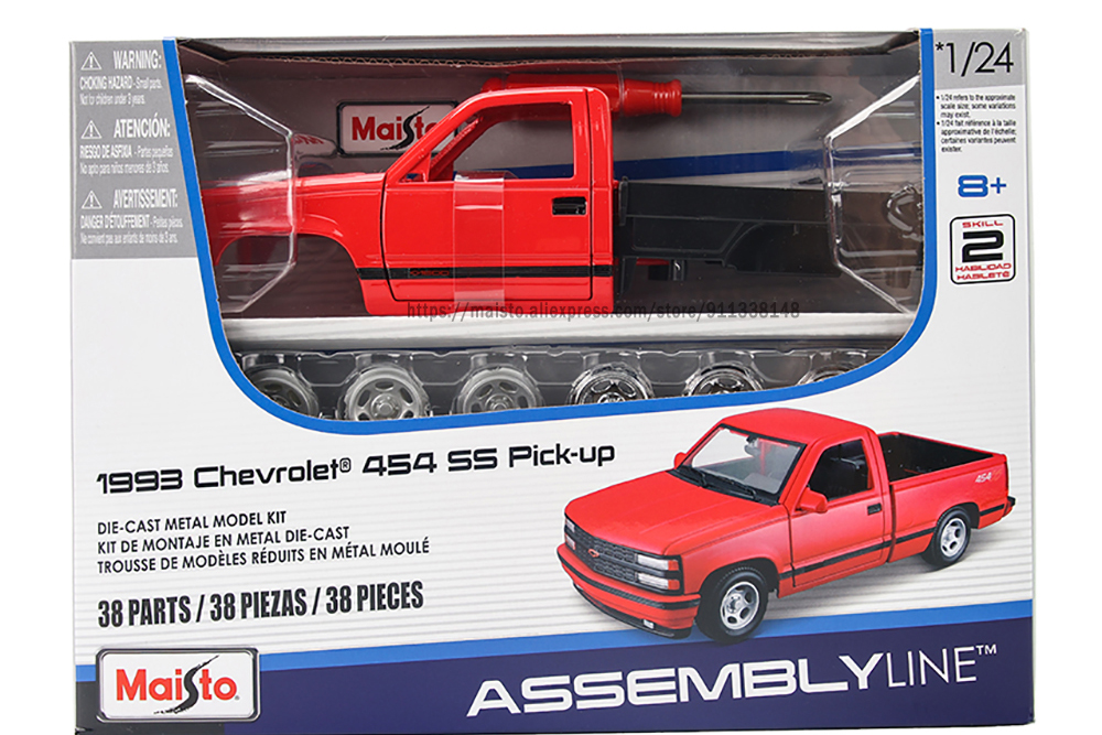 CHEVROLET 454 SS PICK-UP 1993 / ШЕВРОЛЕ ПИКАП КРАСНЫЙ (СБОРКА БЕЗ КЛЕЯ)