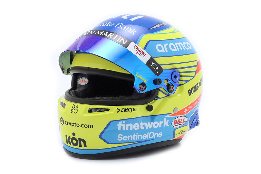 HELMET FERNANDO ALONSO #14 ASTON MARTIN ARAMCO COGNIZANT FORMULA 1 2023 / ШЛЕМ ФЕРНАНДО АЛОНСО АСТОН МАРТИН (РАЗМЕРЫ 15 х 11 х 10 см)