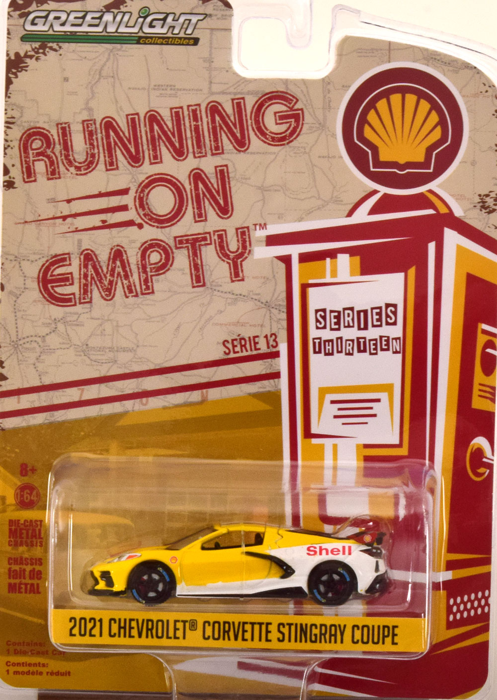CHEVROLET CORVETTE C8 STINGRAY COUPE 2021 YELLOW WHITE (ДЛИНА МОДЕЛИ 6-10 СМ)