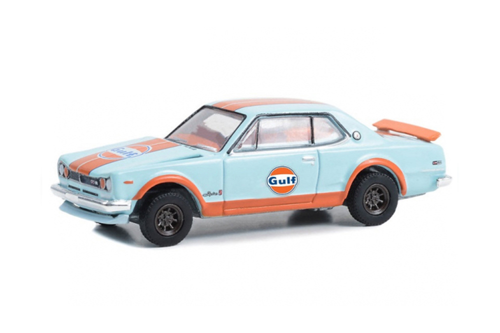 NISSAN SKYLINE GT-R "GULF OIL" 1971 BLUE/ORANGE (ДЛИНА МОДЕЛИ 6-10 СМ)