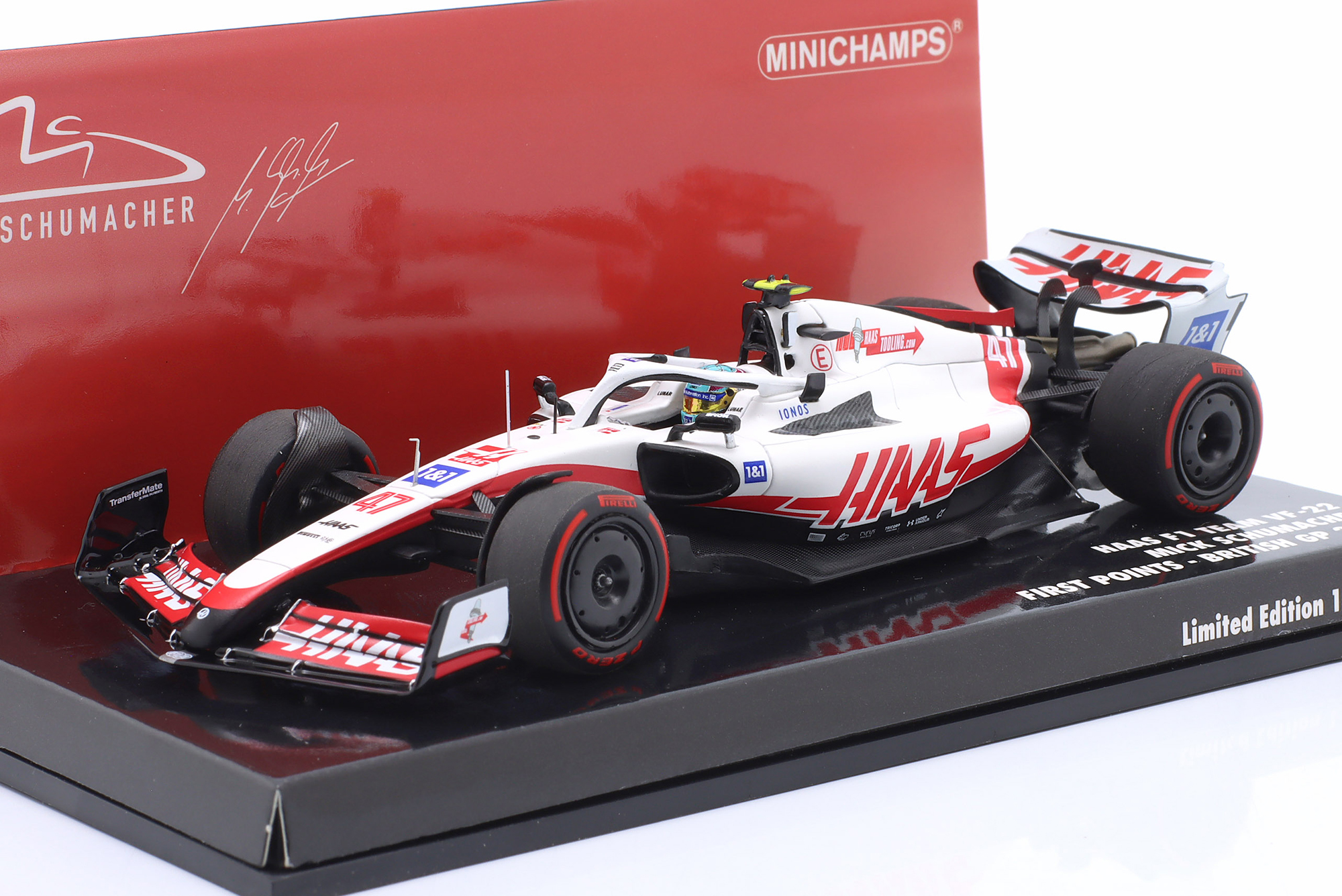 HAAS VF-22 #47 FIRST POINTS BRITISH GP FORMULA 1 2022 M. SCHUMACHER / ХААС VF-22 ПЕРВЫЙ ПОИНЦ ГРАН-ПРИ ВЕЛИКОБРИТАНИИ ФОРМУЛА-1 МИХАЭЛЬ ШУМАХЕР
