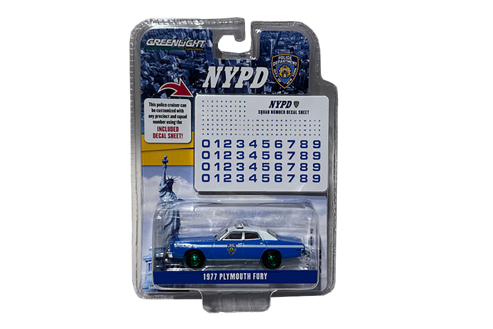 PLYMOUTH FURY "NEW YORK CITY POLICE DEPT (NYPD)" 1977 С ЛИСТОМ ДЕКАЛЕЙ (GREENLIGHT!!!)
