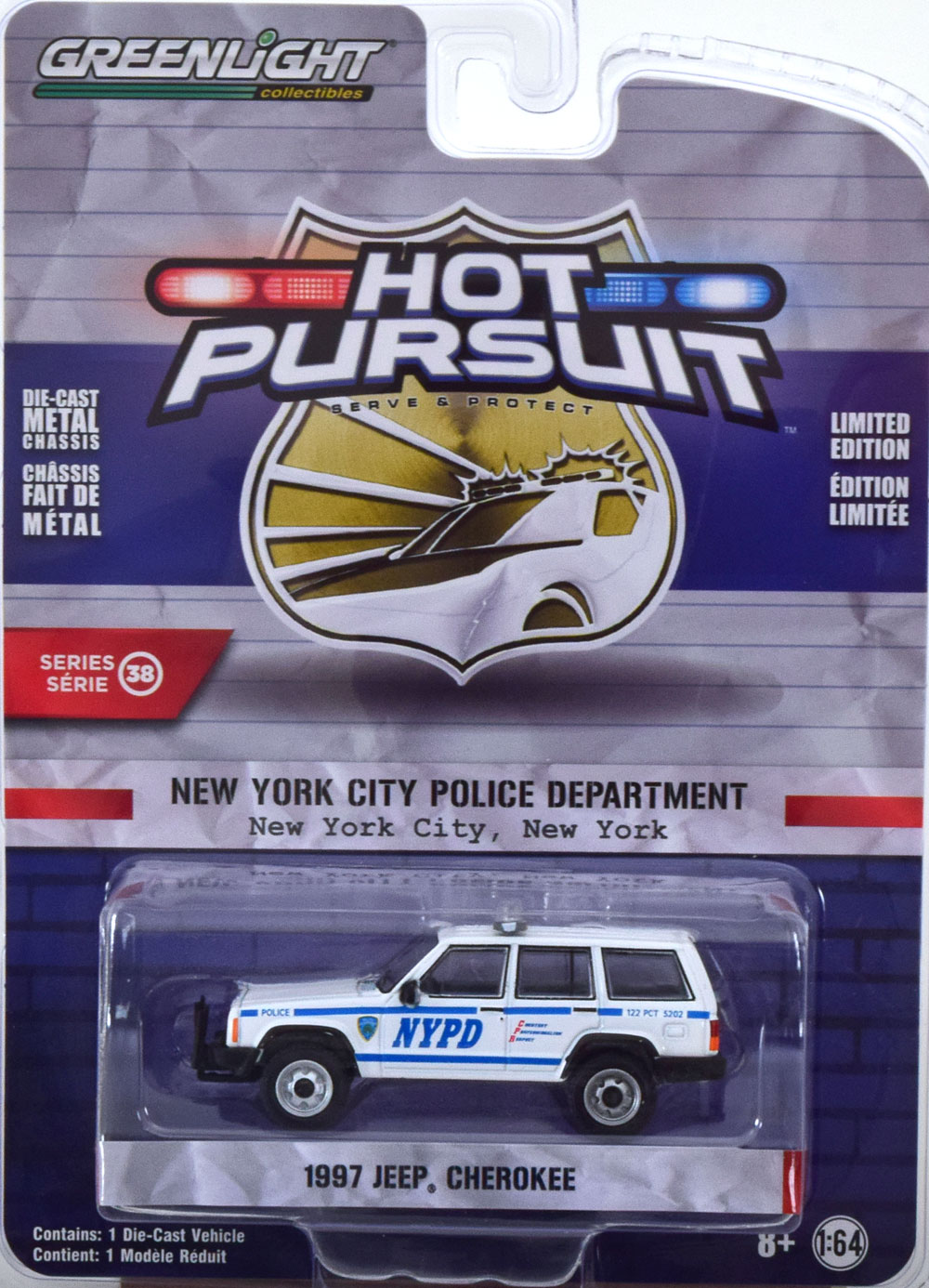 JEEP CHEROKEE NYPD 1997 (ДЛИНА МОДЕЛИ 6-10 СМ)