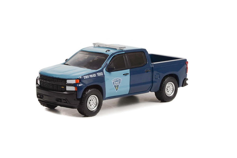 CHEVROLET SILVERADO PICK-UP MASSACHUSETTS STATE POLICE 2021 (ДЛИНА МОДЕЛИ 6-10 СМ)