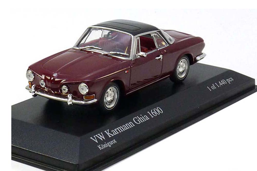 VW VOLKSWAGEN KARMANN GHIA 1600 COUPE 1966 DARKRED BLACK
