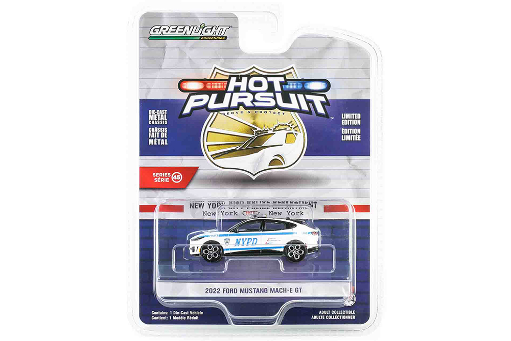 FORD MUSTANG MACH-E GT "NEW YORK CITY POLICE" (NYPD) 2022 (ДЛИНА МОДЕЛИ 6-10 СМ)