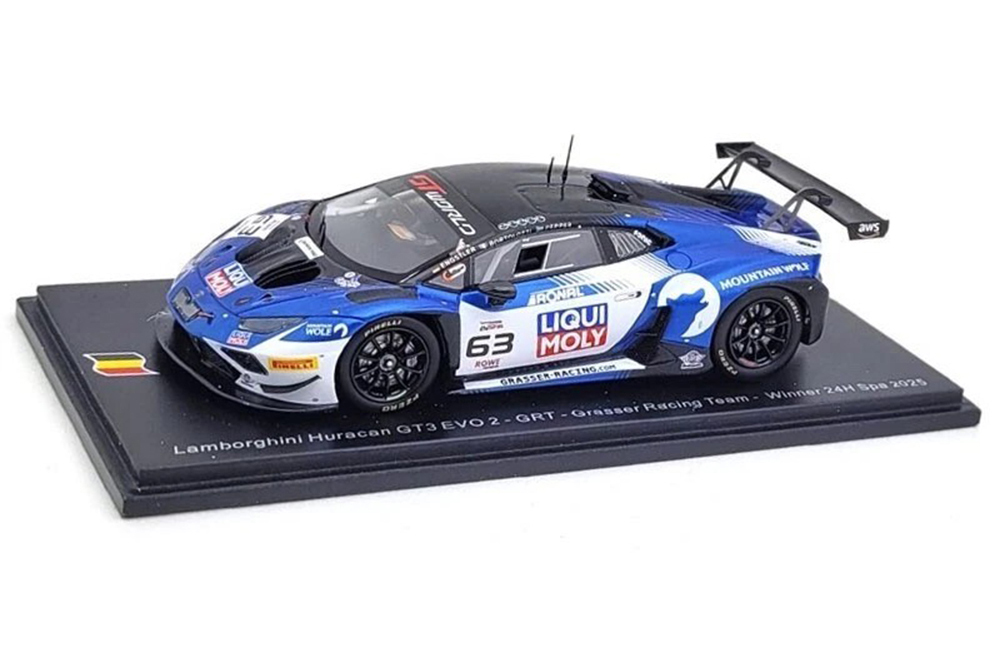 LAMBORGHINI HURACAN GT3 EVO2 #63 ПОБЕДИТЕЛЬ 24H SPA MIRKO BORTOLOTTI, LUCA ENGSTLER, JORDAN PEPPER (2025) / ЛАМБОРГИНИ УРАКАН ГТ3 EVO2 24 ЧАСА СПА МИРКО БОРТОЛОТТИ ЛУКА ЕНГСТЛЕР ДЖОРДАН ПЕППЕР