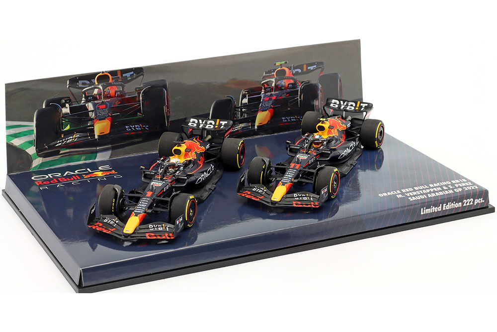 RED BULL RACING ORACLE 2-CAR SET VERSTAPPEN #1 & PEREZ #11 SAUDI ARABIAN GP FORMULA 1 2022 LIMITED 222 PCS / РЕД БУЛ РЕЙСИНГ ОРАКЛ НАБОР ИЗ 2-Х БОЛИДОВ ФЕРСТАППЕН #1 & ПЕРЕС #11 ГРАНПРИ САУДОВСКОЙ АРАВИИ ФОРМУЛА 1 2022 ТИРАЖ 222 ШТ