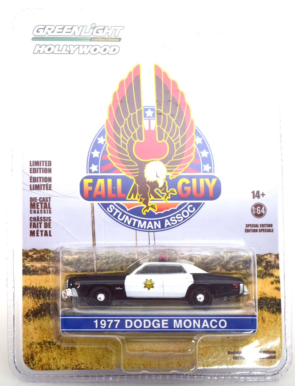 DODGE MONACO FALL GUY STUNTMAN ASSOCIATION 1977 BLACK WHITE (ДЛИНА МОДЕЛИ 6-10 СМ)