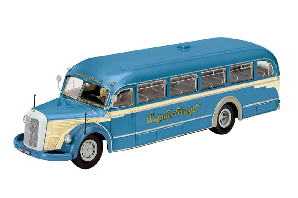 MERCEDES-BENZ O6600 WANDERFREUND С ФИГУРКОЙ ВОДИТЕЛЯ 1955 BLUE/CRÈME АВТОБУС