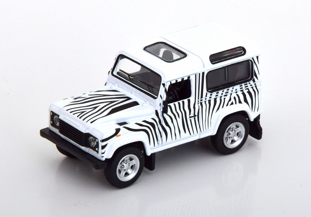 LAND ROVER DEFENDER SAFARI WHITE BLACK (ДЛИНА МОДЕЛИ 6-10 СМ)