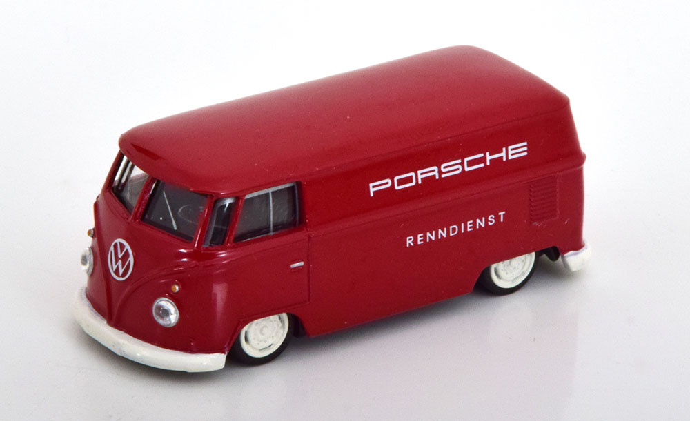 VW T1 LIEFERWAGEN PORSCHE RENNDIENST LOWRIDER RED (ДЛИНА МОДЕЛИ 6-10 СМ)