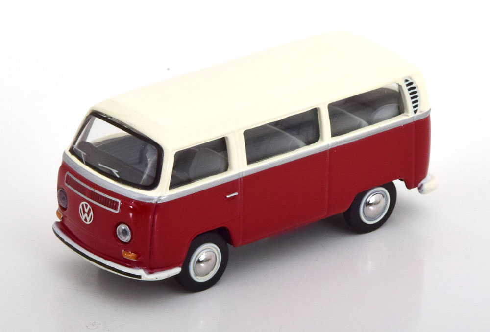 VW T2 BUS RED WHITE (ДЛИНА МОДЕЛИ 6-10 СМ)
