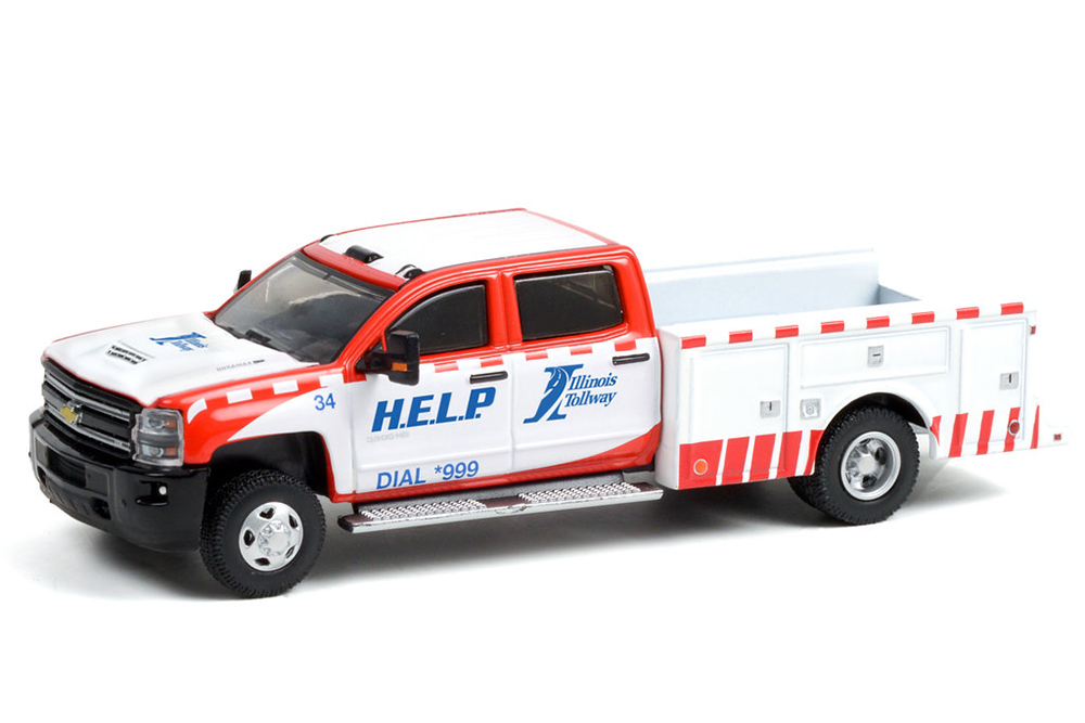 CHEVROLET SILVERADO 3500 DUALLY SERVICE BED "ILLINOIS TOLLWAY" 2018 (ДЛИНА МОДЕЛИ 6-10 СМ)