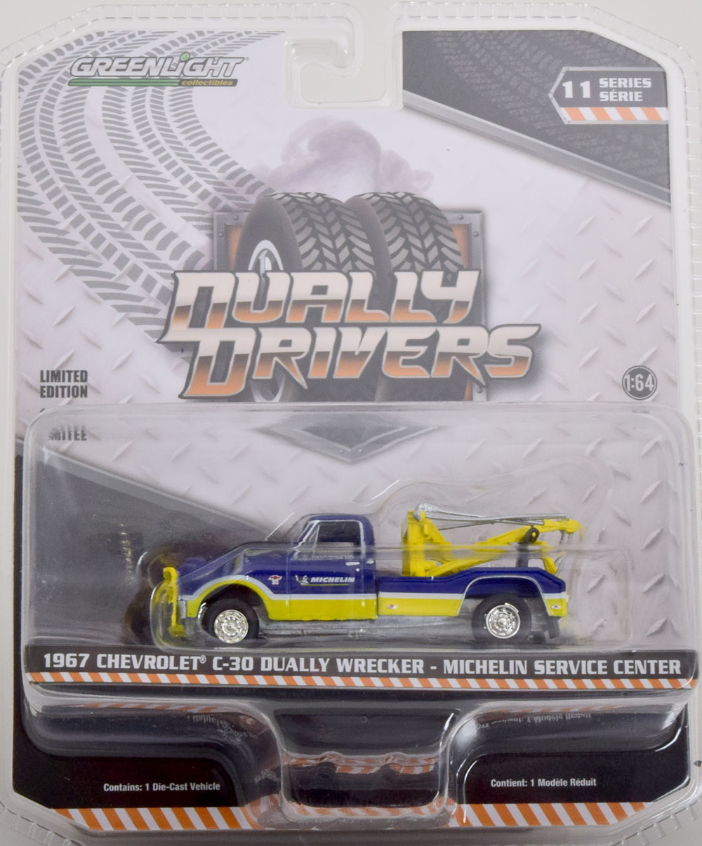 CHEVROLET C-30 DUALLY WRECKER 1967 BLUE YELLOW WHITE (ДЛИНА МОДЕЛИ 6-10 СМ)