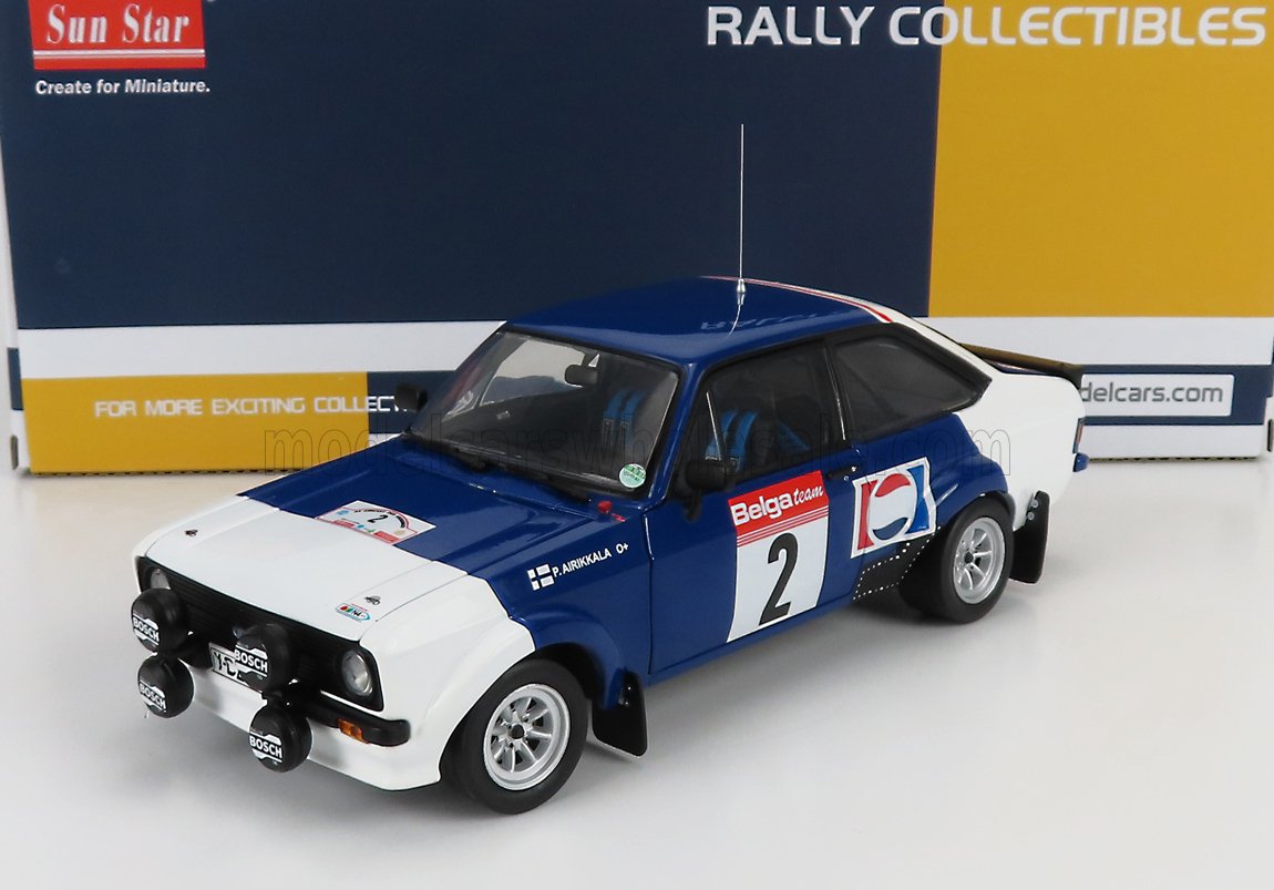 FORD ESCORT RS1800 NIGHT VERSION PEPSI-COLA #2 RALLY CIRCUIT DE ARDENNES 1983 P.AIRIKKALA - J.PIRONEN, BLUE WHITE
