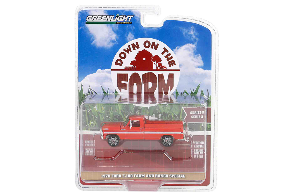 FORD F-100 FARM AND RANCH SPECIAL ПИКАП 1970 CANDY APPLE RED (ДЛИНА МОДЕЛИ 6-10 СМ)