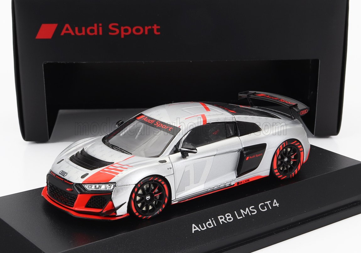 AUDI R8 LMS GT4 TEAM AUDI SPORT #0 PRESENTATION (2023), SILVER RED BLACK