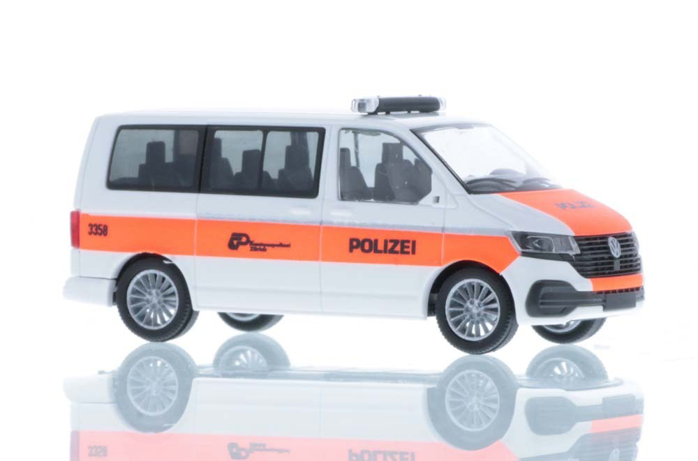 VW VOLKSWAGEN T6.1 KANTONSPOLIZEI ZÜRICH (ПОЛИЦИЯ) (ДЛИНА МОДЕЛИ 3-5 СМ)
