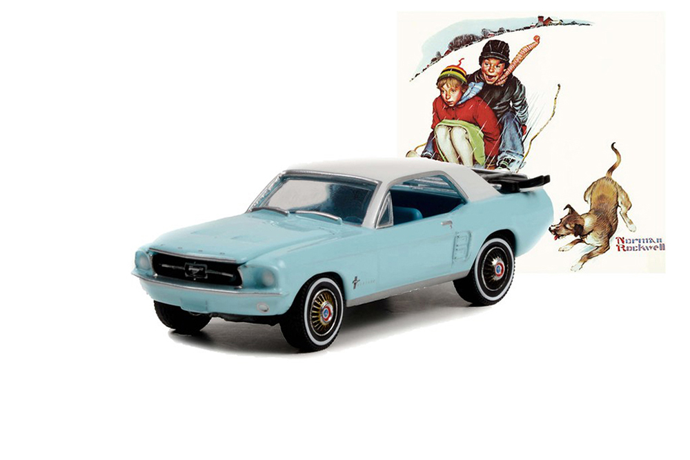 FORD MUSTANG COUPE WITH TRUNK SKI RACK 1967 BLUE (ДЛИНА МОДЕЛИ 6-10 СМ)