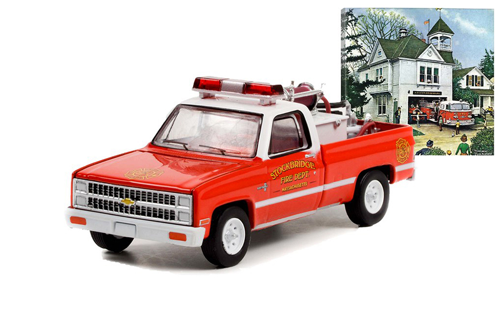 CHEVROLET K20 SCOTTSDALE STOCKBRIDGE FIRE DEPARTMENT WITH FIRE EQUIPMENT AND TANK (ПОЖАРНЫЙ) 1981 (ДЛИНА МОДЕЛИ 6-10 СМ)