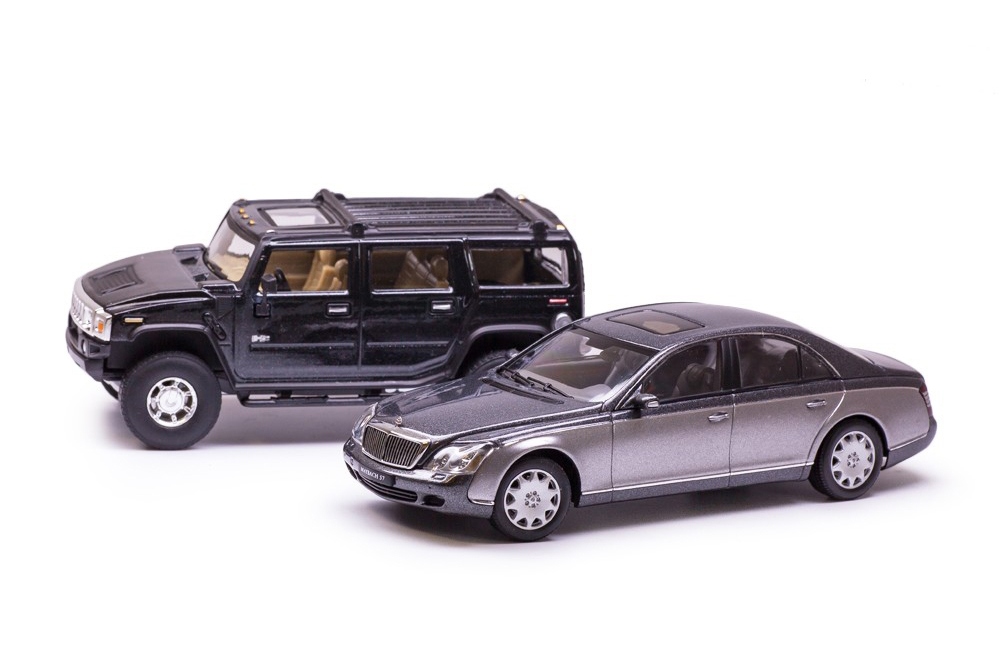 НАБОР MAYBACH 57 2003 (SWB W240) В СОПРОВОЖДЕНИИ HUMMER H2 / МАЙБАХ 57 СВБ W240 ХУММЕР H2 СЕРЫЙ