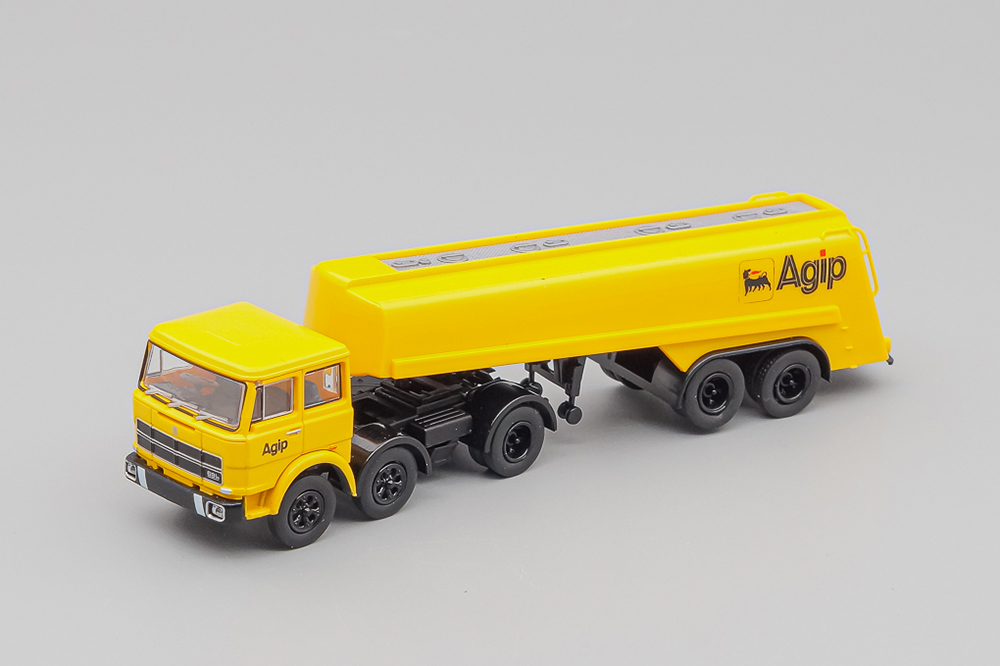 FIAT 691 T TANK-SZ AGIP 1970, YELLOW (ДЛИНА МОДЕЛИ 3-5 СМ)