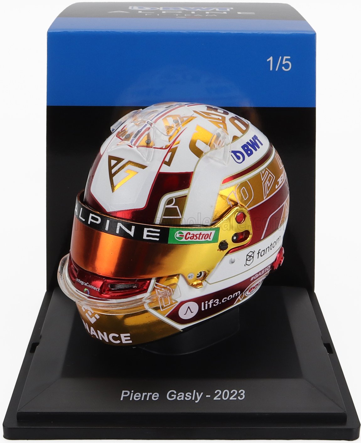 МОДЕЛЬ ШЛЕМА BELL F1 RENAULT A523 TEAM BWT ALPINE #10 SEASON (2023) PIERRE GASLY, WHITE GOLD RED