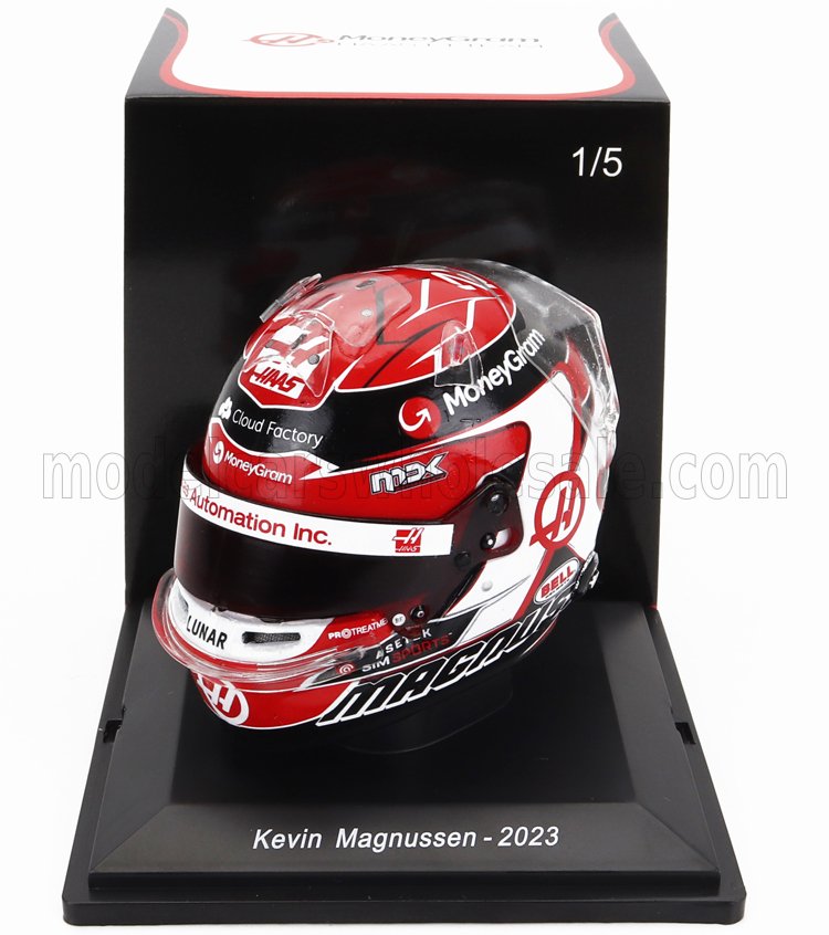 МОДЕЛЬ ШЛЕМА BELL F1 HAAS FW23 TEAM MONEYGRAM HAAS #20 SEASON (2023) KEVIN MAGNUSSEN, RED WHITE BLACK