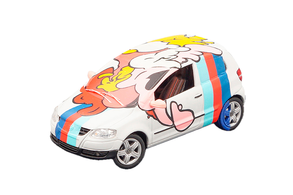 VW VOLKSWAGEN FOX ART CAR RAINBOW, WHITE