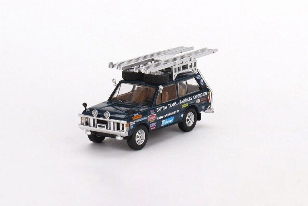 LAND ROVER RANGE ROVER BLUE 1971 BRITISH TRANS-AMERICAS EXPEDITION (ДЛИНА МОДЕЛИ 6-10 СМ)