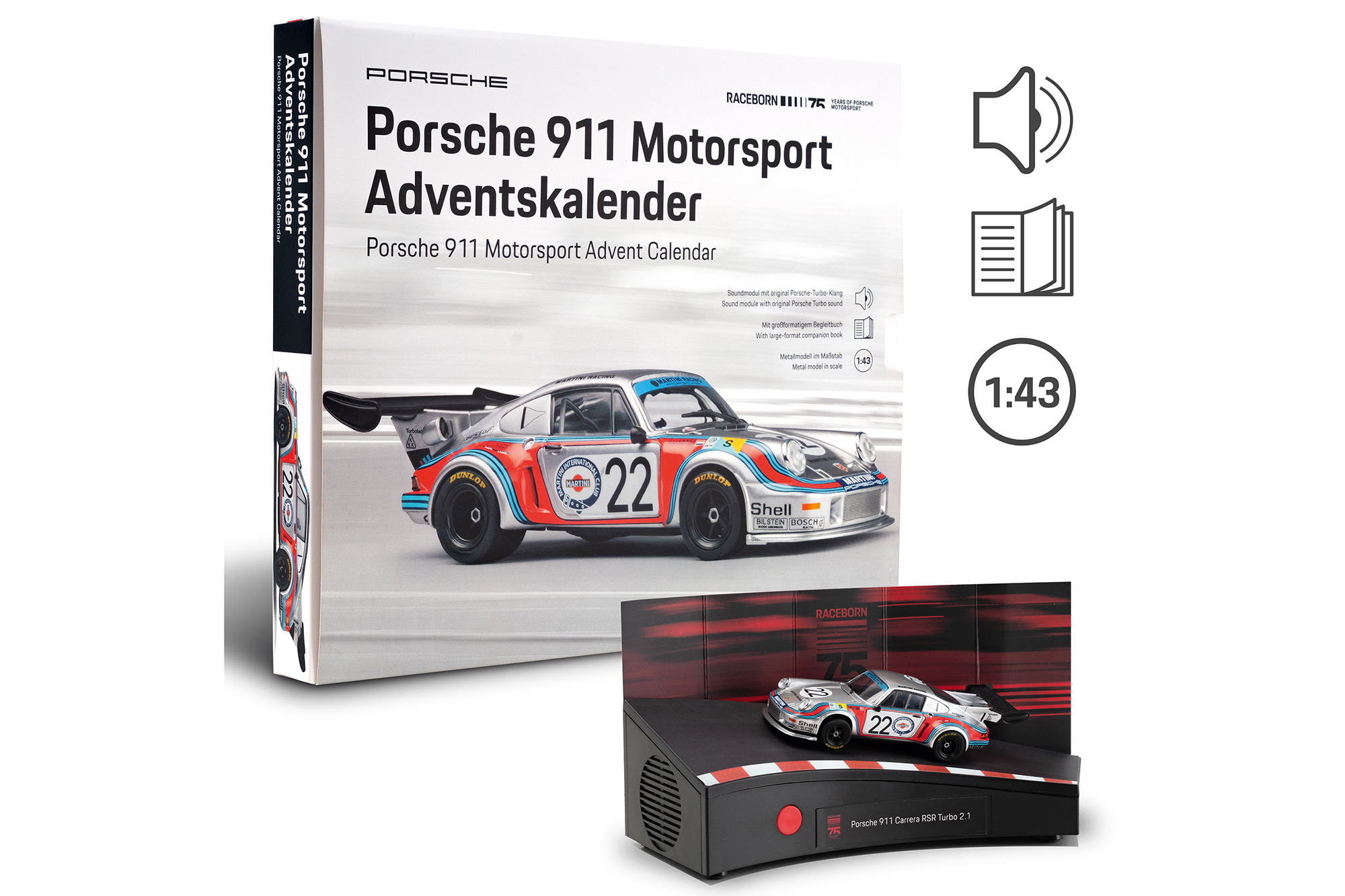 PORSCHE 911 MOTORSPORT #22 1974 ADVENT CALENDAR / АДВЕНТ-КАЛЕНДАРЬ С ГОНОЧНОЙ МОДЕЛЬЮ ПОРШЕ 911 №22 1974