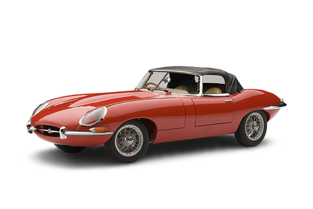 JAGUAR E-TYPE ROADSTER SERIES 1 3.8 RED WITH METAL WIRE-SPOKE WHEELS