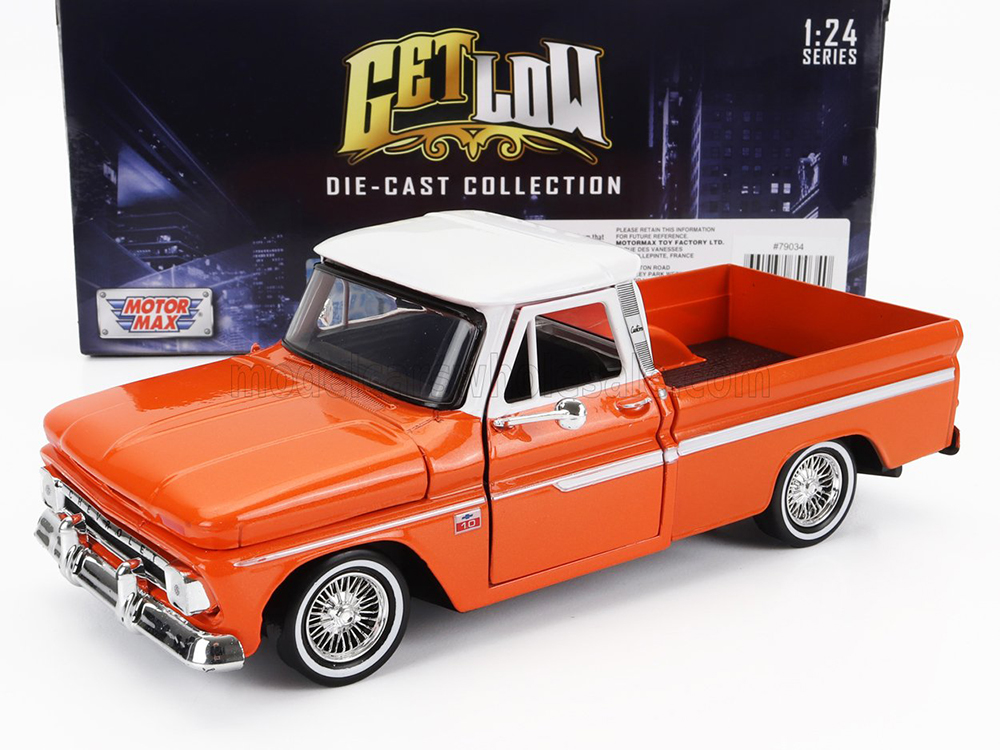 CHEVROLET CHEVY C-10 FLEETSIDE PICK-UP CUSTOM 1966, ORANGE MET WHITE