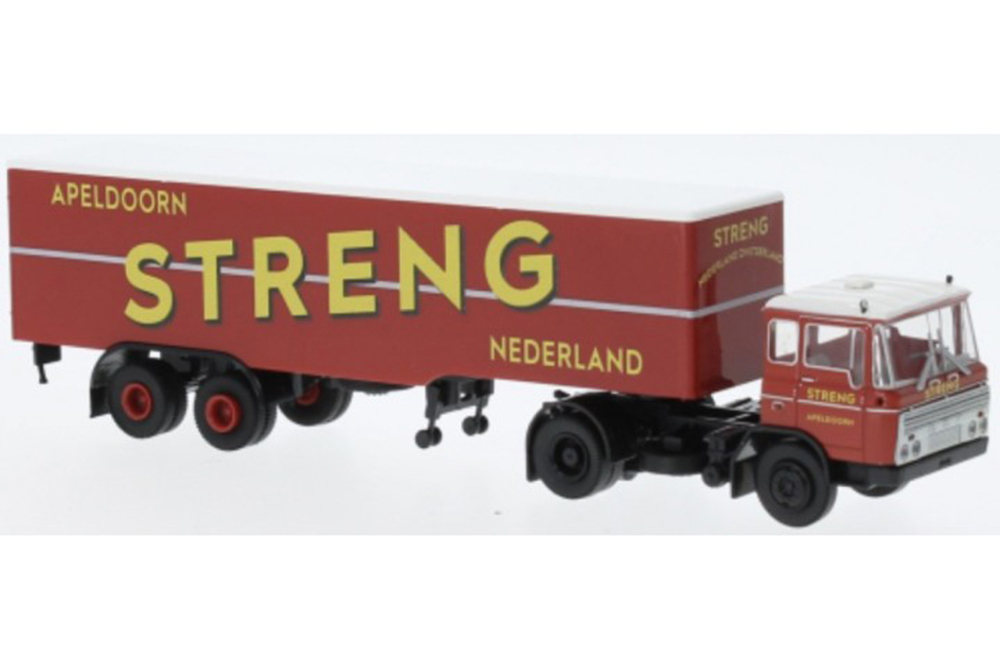 DAF FT 2600 KO-SZ СЕДЕЛЬНЫЙ ТЯГАЧ С ПОЛУПРИЦЕПОМ STRENG 1962 КРАСНЫЙ
