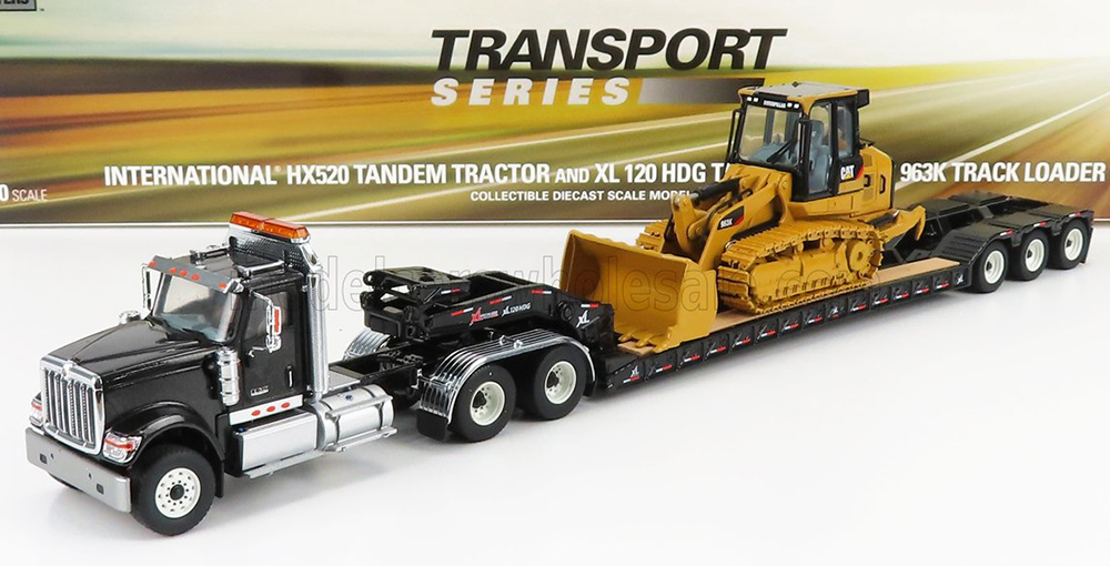 ТРАКТОР CATERPILLAR INTERNATIONAL HX520 TRUCK WITH TRAILER + CAT963K RUSPA CINGOLATA - SCRAPER TRACK TYPE TRACTOR, YELLOW BLACK