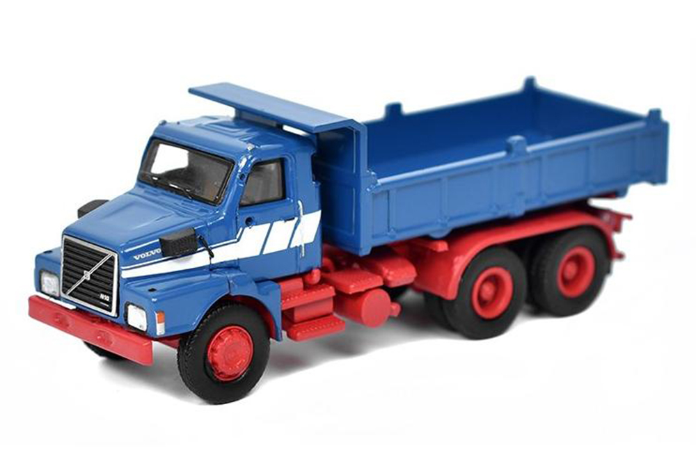 VOLVO N 10 DUMP TRUCK 1980, BLUE / RED (ДЛИНА МОДЕЛИ 3-5 СМ)