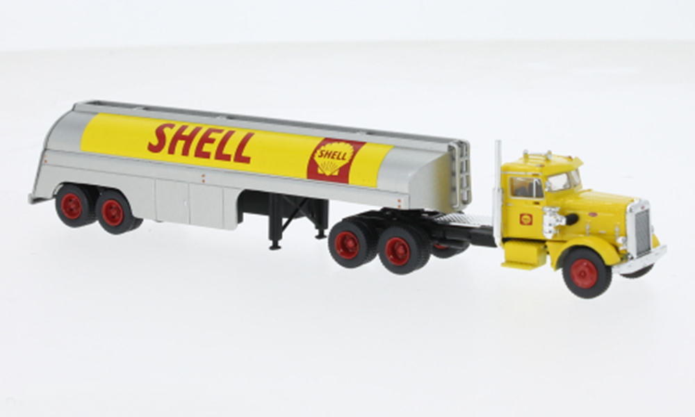 PETERBILT 281 TANK-SZ SHELL 1955, YELLOW (ДЛИНА МОДЕЛИ 3-5 СМ)