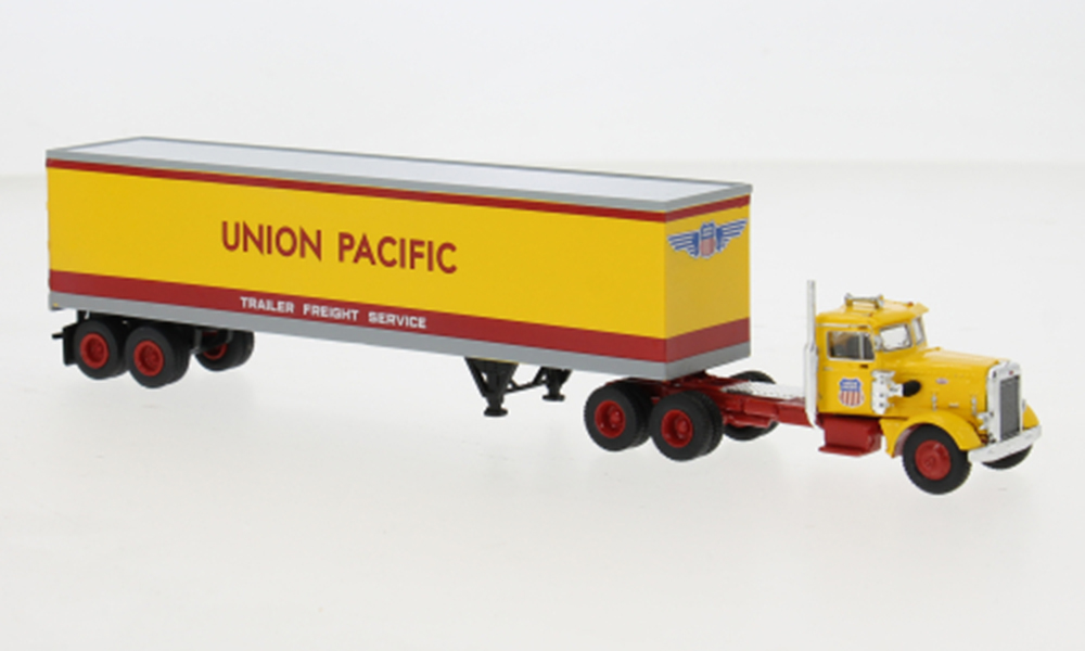 PETERBILT 281 KO-SZ UNION PACIFIC 1955, YELLOW/RED (ДЛИНА МОДЕЛИ 3-5 СМ)