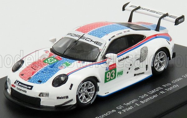 PORSCHE 911 991-2 RSR TEAM PORSCHE GT N91 2ND LMGTE PRO CLASS 24H LE MANS (2019) P.PILET - E.BAMBER - N.TANDY, WHITE BLUE RED (ДЛИНА МОДЕЛИ 3-5 СМ)