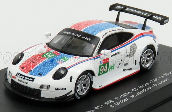 PORSCHE 911 991-2 RSR TEAM PORSCHE GT N94 24H LE MANS (2019) S.MULLER - M.JAMINET - D.OLSEN, WHITE BLUE RED (ДЛИНА МОДЕЛИ 3-5 СМ)