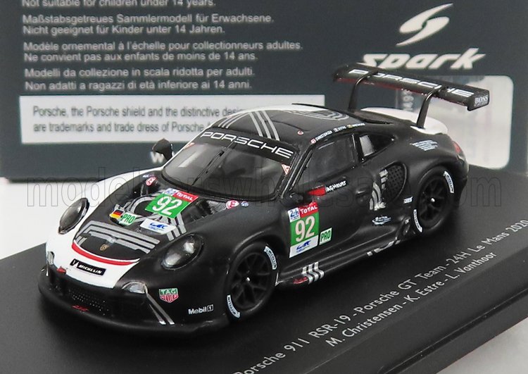 PORSCHE 911 991-2 RSR TEAM PORSCHE GT N92 24H LE MANS (2020) M.CHRISTENSEN - K.ESTRE - L.VANTHOOR, BLACK (ДЛИНА МОДЕЛИ 3-5 СМ)