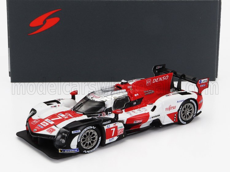 TOYOTA GR010 3.5L TURBO HYBRID V6 TEAM TOYOTA GAZOO RACING #7 2ND 24H LE MANS (2022) M.CONWAY - K.KOBAYASHI - J.M.LOPEZ, WHITE RED GREY (ДЛИНА МОДЕЛИ 3-5 СМ)